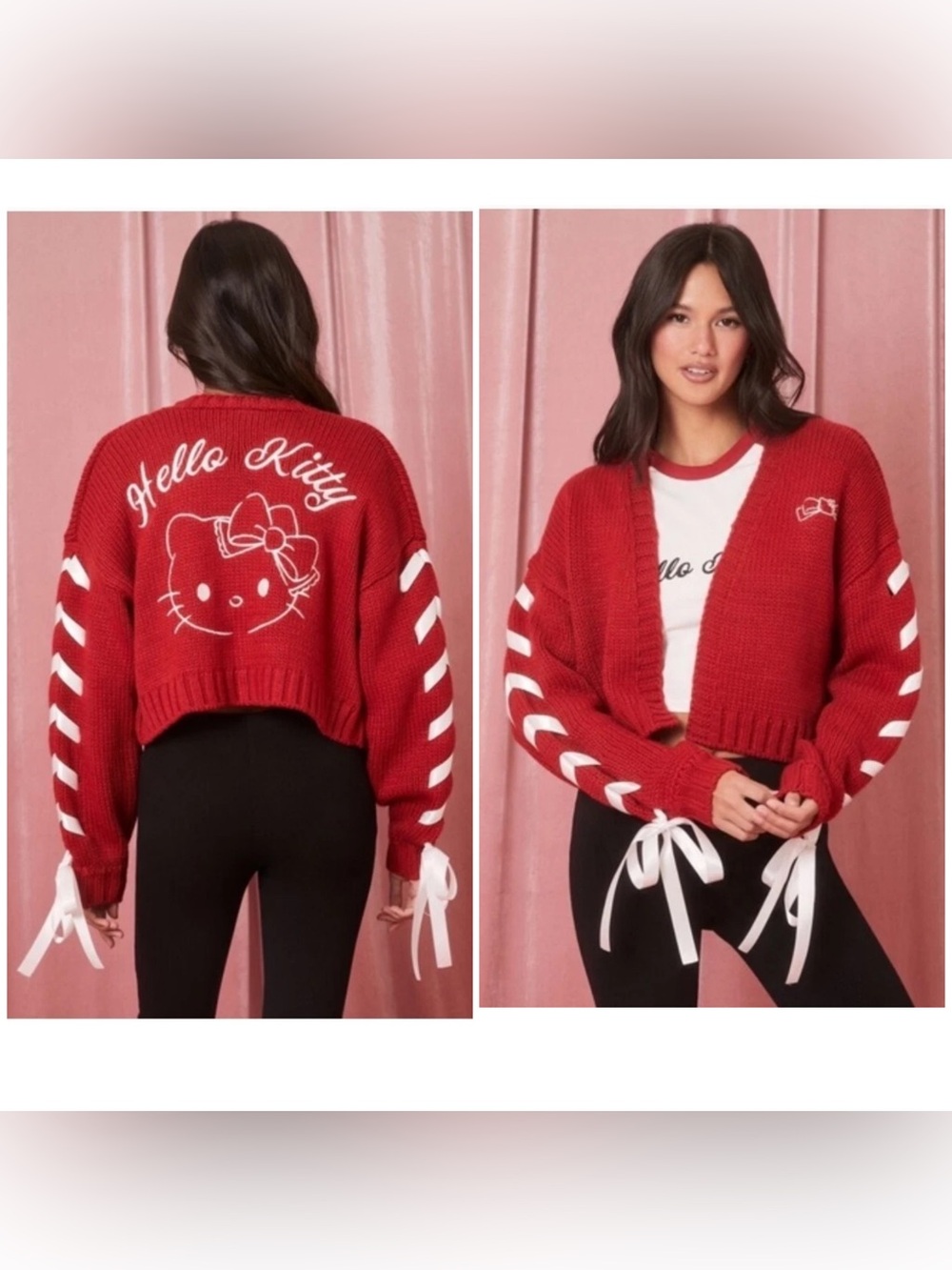 Sanio Hello Kitty Cropped Knit Cardigan Sweater 4x